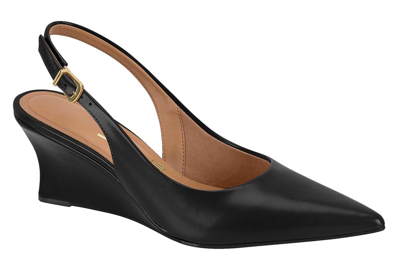 Zapatilla Destalonada Slingback Cuña Pelica Negra Vizzano