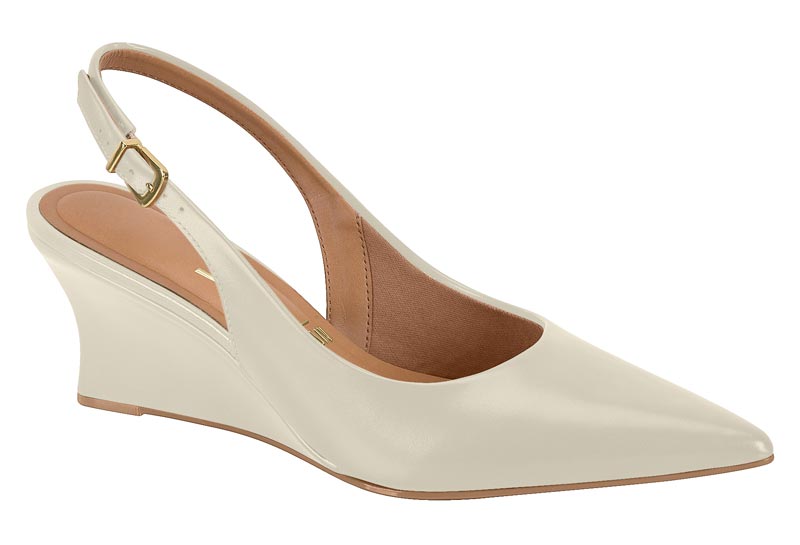Zapatilla Destalonada Slingback Punta Fina Cuña Blanco Off Vizzano