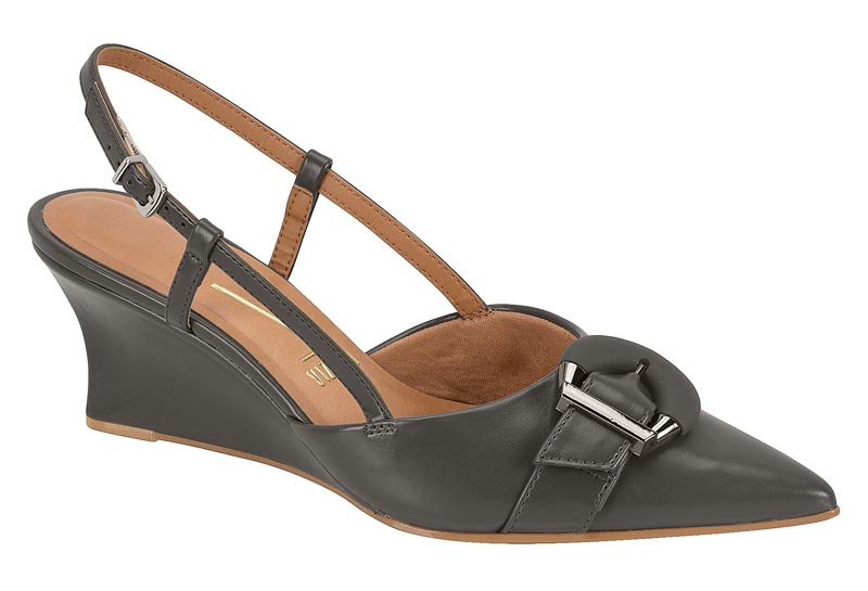 Zapatilla Slingback Cuña Punta Fina Napa Gris Vizzano