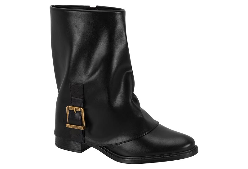 Botín Slouchy Vizzano de Napa Negro con Hebilla