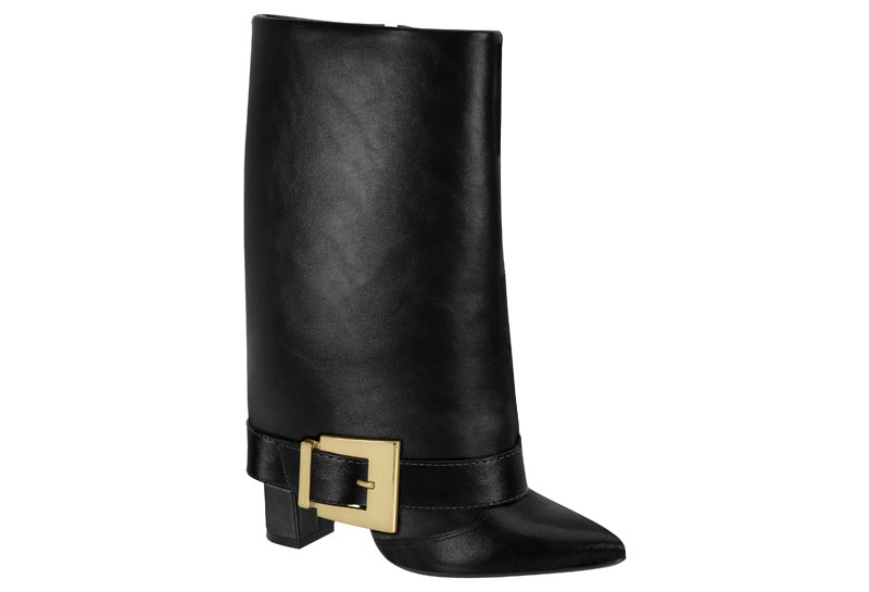 Bota Punta Fina Bloque con Hebilla Dorada Negra Vizzano