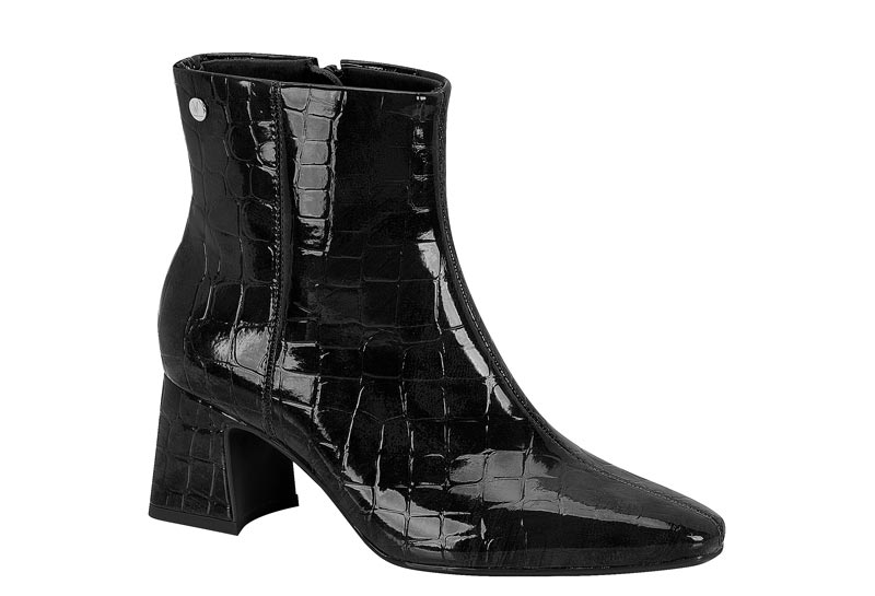 Botín Bloque Verniz Croco Negro Vizzano