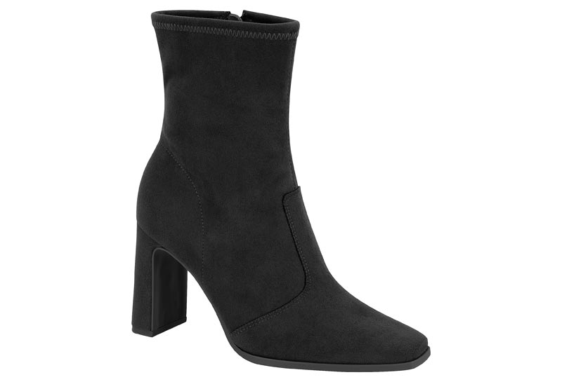 Bota Gamuzada Stretch Tacón Bloque Negro Vizzano