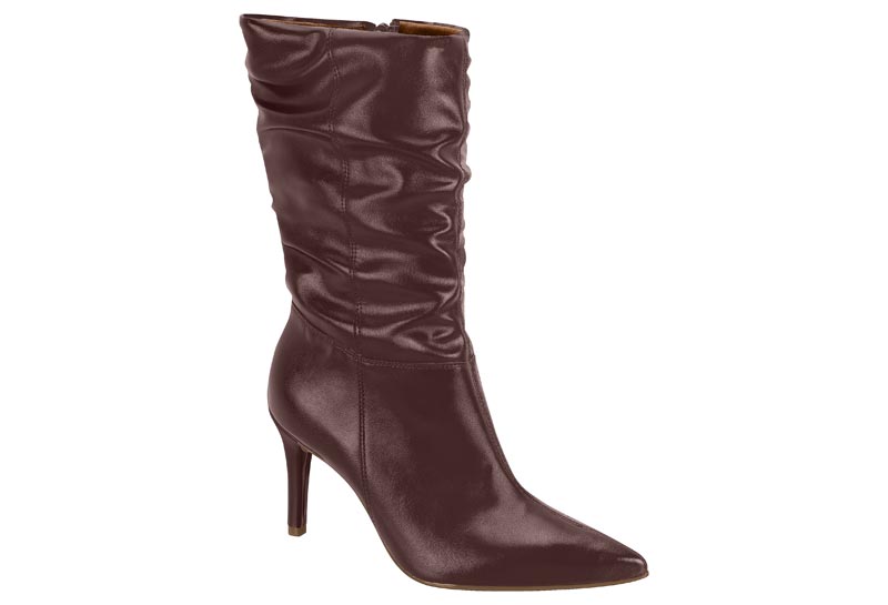 Bota Fruncida Vizzano Napa Burgundy Punta Fina Tacón Aguja