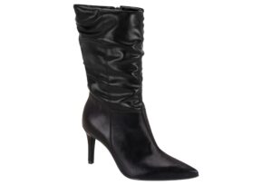 Bota Fruncida Napa Negra Tacón Aguja Vizzano
