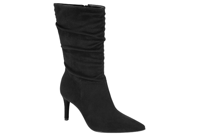 Bota Fruncida Tacón Aguja Stretch Negro Vizzano