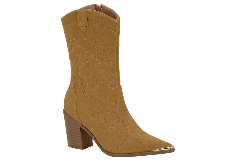 Bota Cowboy Vizzano Caramelo Punta Metálica Estilo Oeste