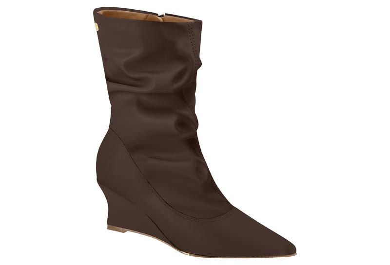Bota Cuña Napa Stretch Fruncida Café Vizzano