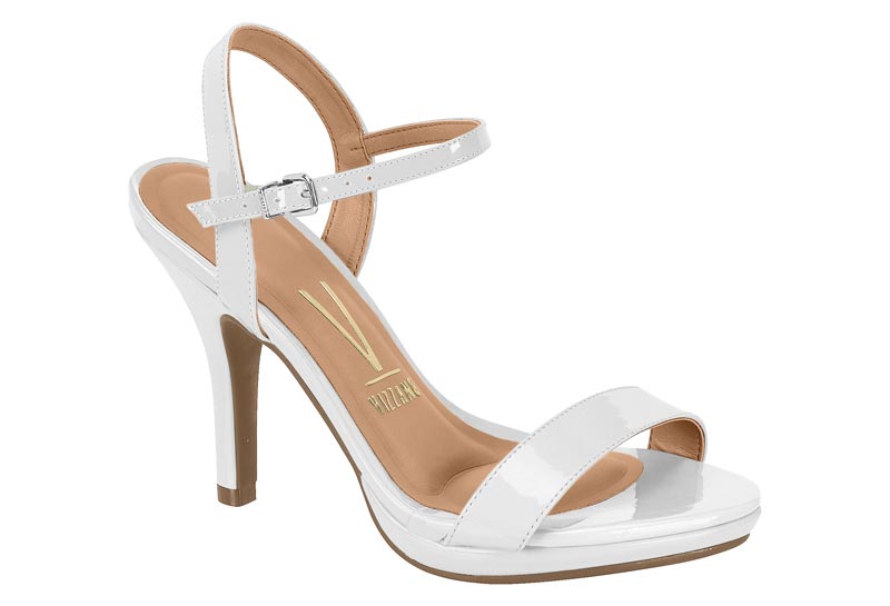 Sandalia Aguja Charol Plataforma Blanco Vizzano