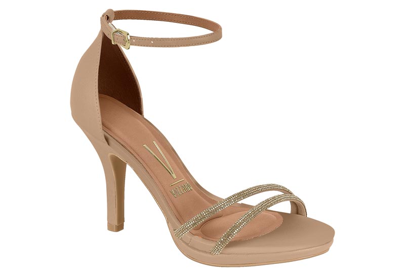 Sandalia Tacón Aguja con Glitter Beige Vizzano
