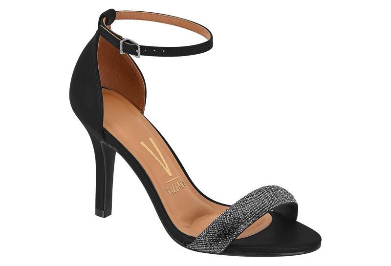 Sandalia Aguja Glitter Negro Vizzano