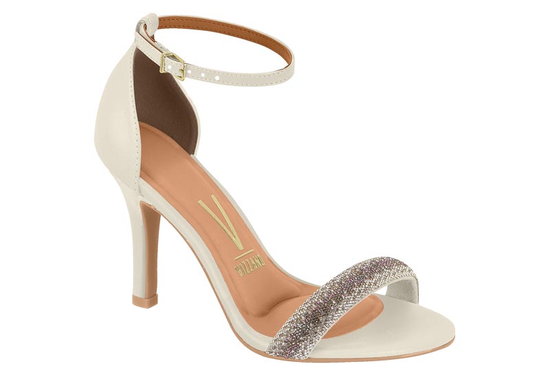 Sandalia Tacón Aguja Blanco Off Glitter Vizzano