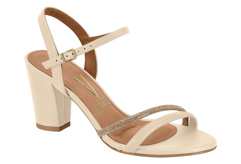 Sandalia Vizzano Pulsera Tacón Bloque Glitter Beige