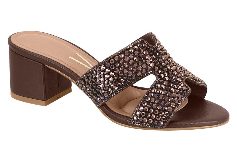 Sandalia con Glitter Tacón Bloque Chocolate Vizzano