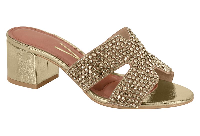 Sandalia Glitter Golden Shadow Tacón Bloque Vizzano
