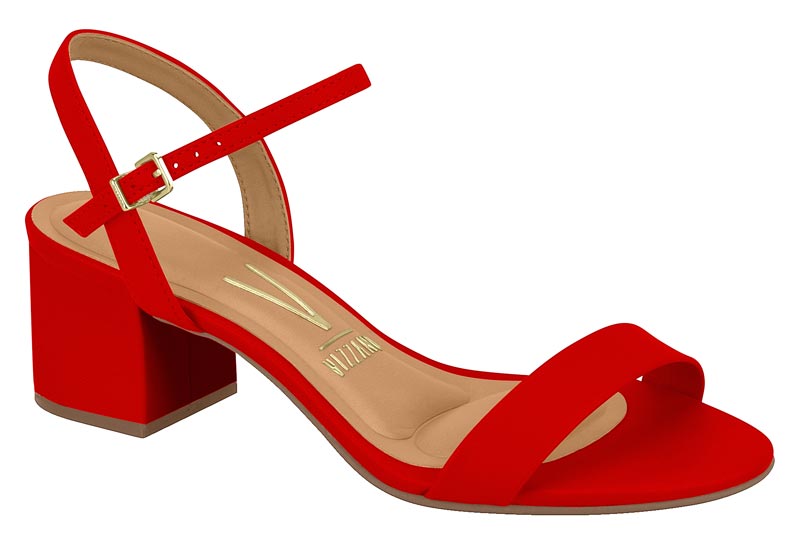 Sandalia Tacón Bloque Pelica Rojo Vizzano