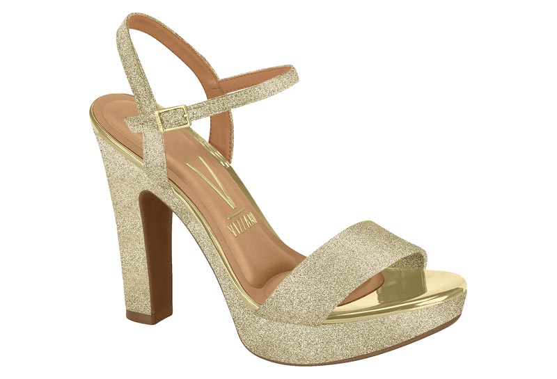 Sandalia Plataforma Glitter Dorado Vizzano