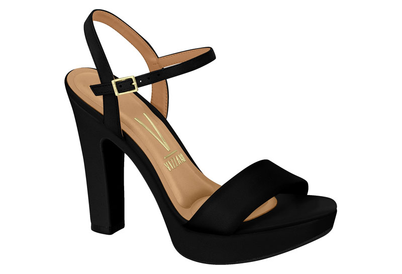 Sandalia Plataforma Tacón Bloque Negro Vizzano