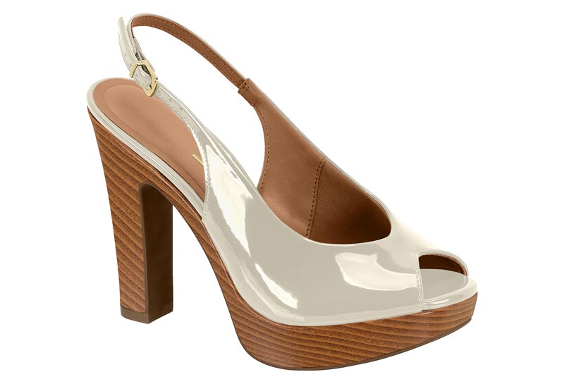Sandalia Plataforma Destalonada Charol Off White Vizzano