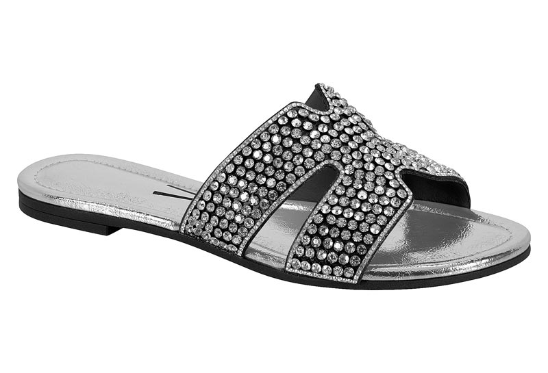 Sandalia Plano Plata con Cristales Vizzano