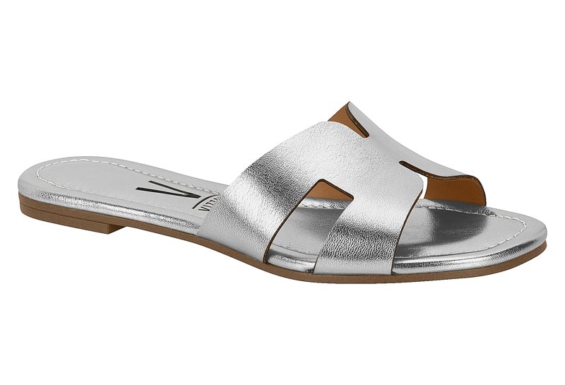 Sandalia Deslizable Brillo Italia Plata Vizzano