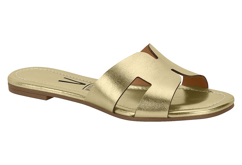 Sandalia Plano Metálico Dorado Vizzano