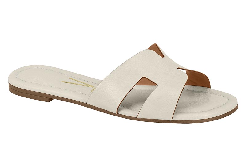 Sandalia Plana Tira Diseño H Napa Blanco Off Vizzano