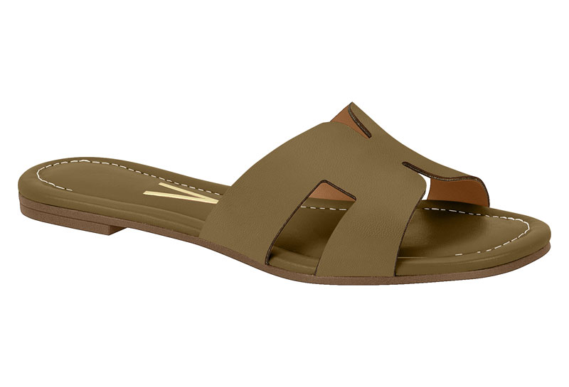 Sandalia Plana Estilo Slide Olive Vizzano