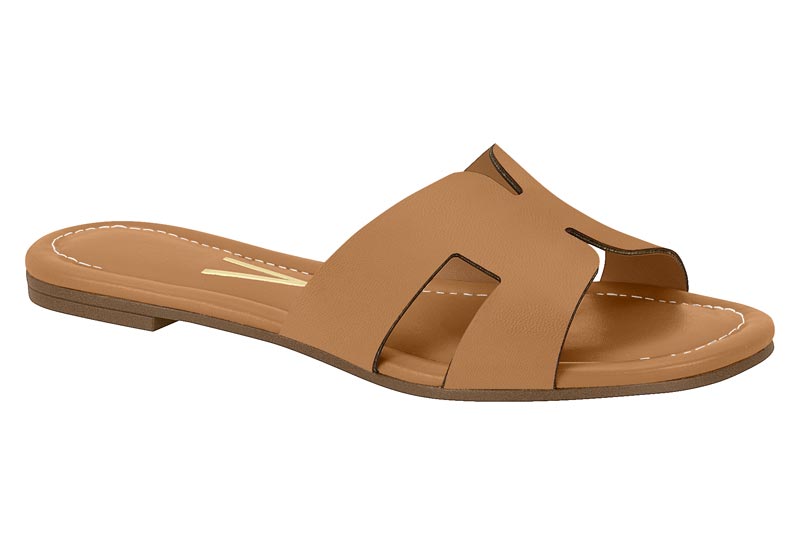 Sandalia Plana Slide H Pelica Camel Vizzano