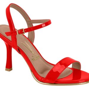 Sandalia Charol Rojo Aguja Pulsera Tobillo Vizzano