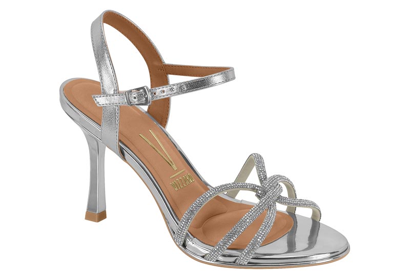 Sandalia Aguja Plata con Tiras de Glitter Vizzano