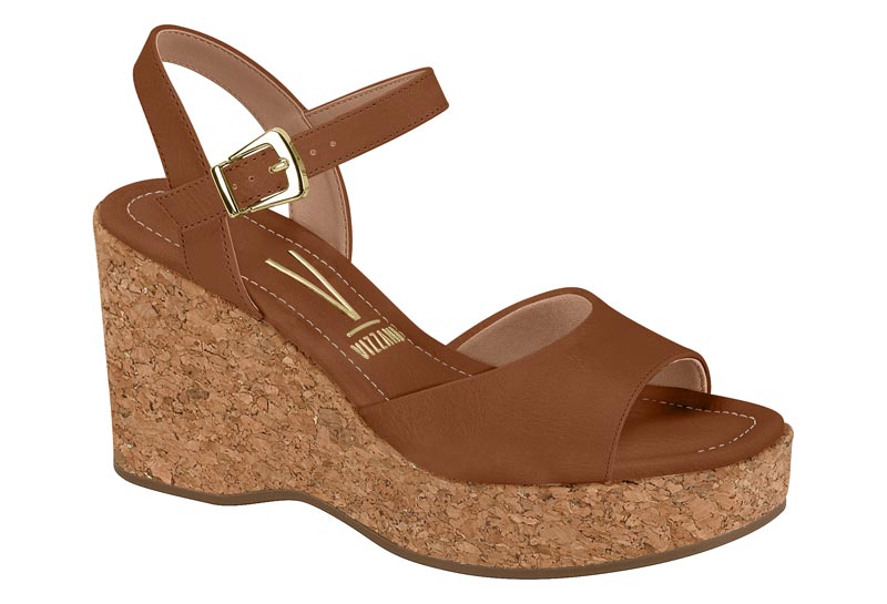 Sandalia de Cuña Napa Mocca con Suela de Corcho Vizzano