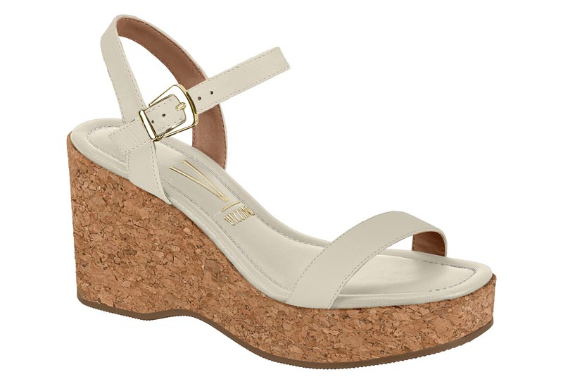 Sandalia Cuña Corcho Off White Vizzano